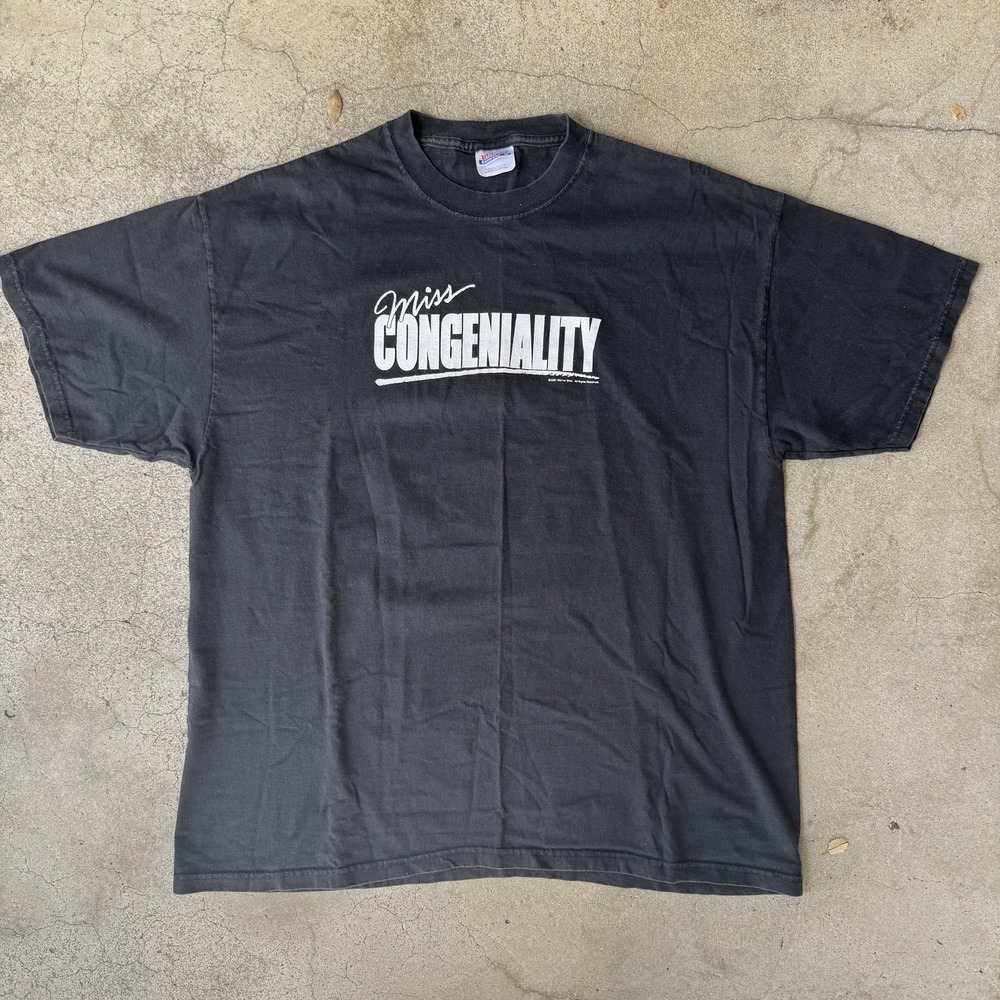 Vintage Miss Congeniality Tee Shirt Movie Promo y2k Black XL Sandra Bullock 2001